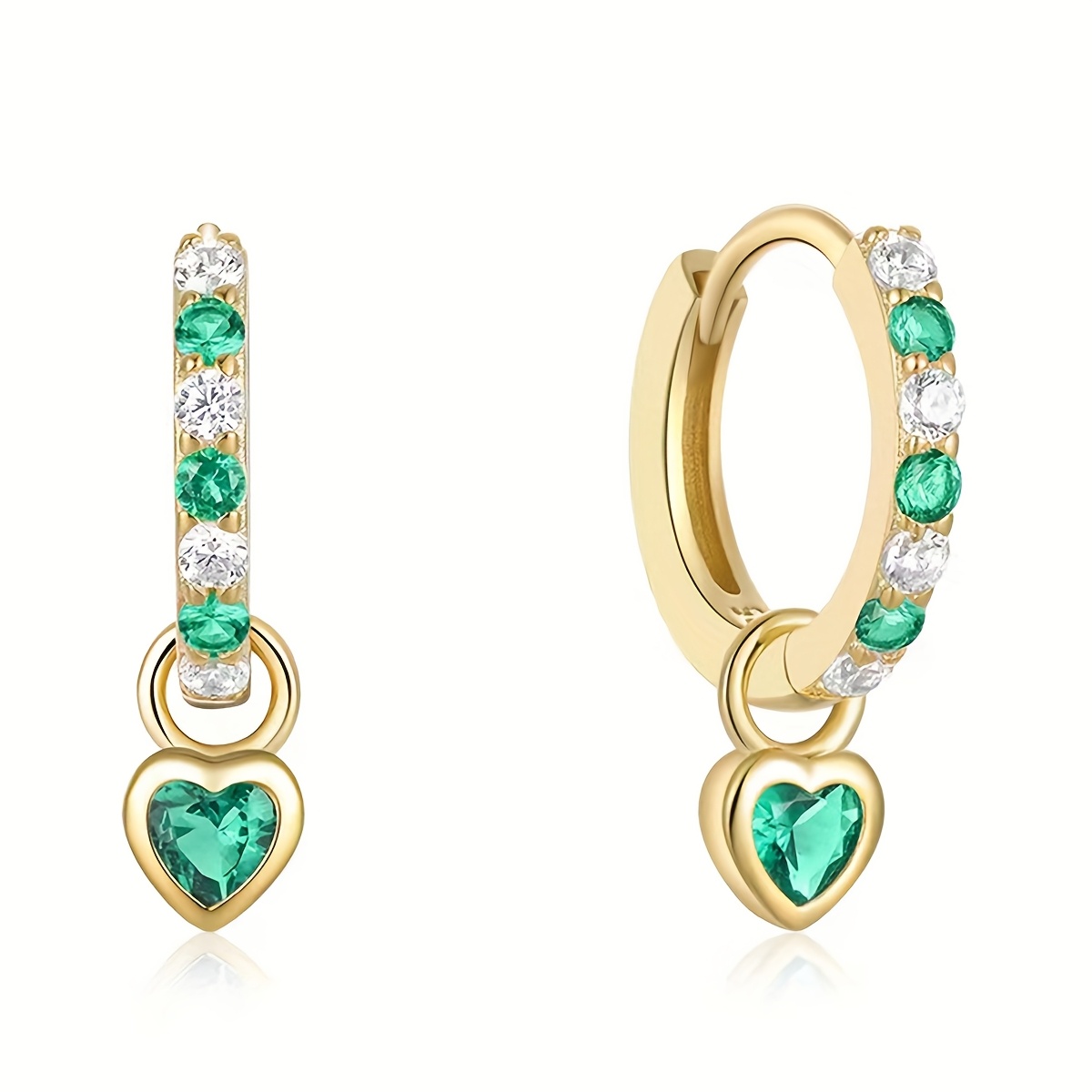 Heart Shaped Colorful Zirconia Earrings - Sterling Silver Jewelry Gift